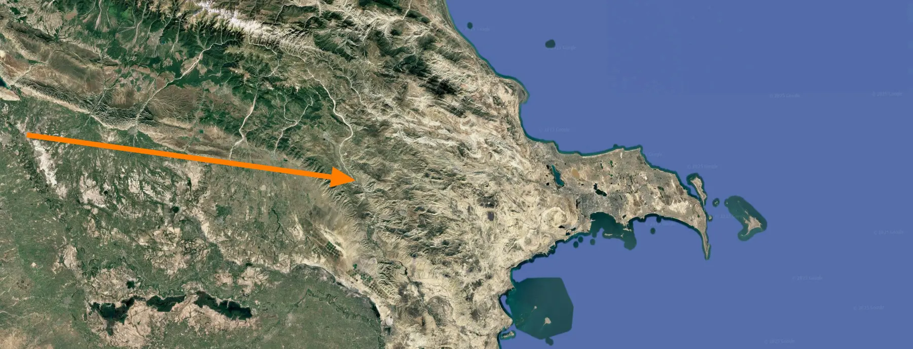 The map of Azerbaijan that shows the barren lands of the country.