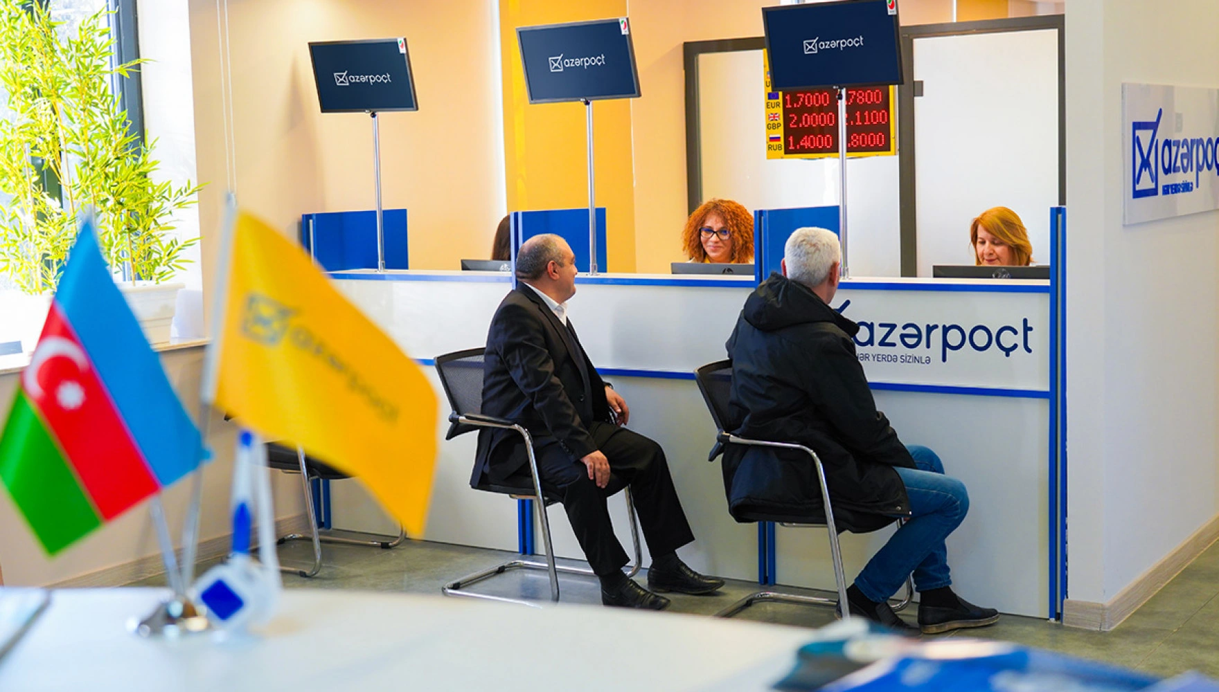 One of the Azerpost offices branches for currency exchange in Baku.