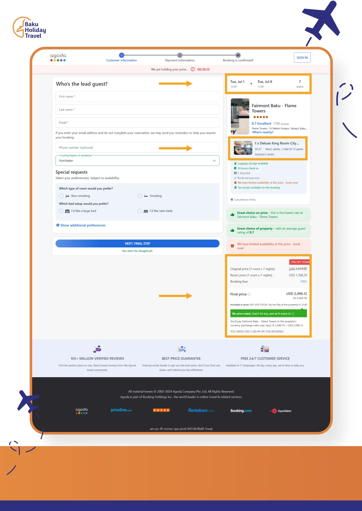 Fairmont Baku Flame Towers Deluxe King Room City View price for one week on agoda.com.