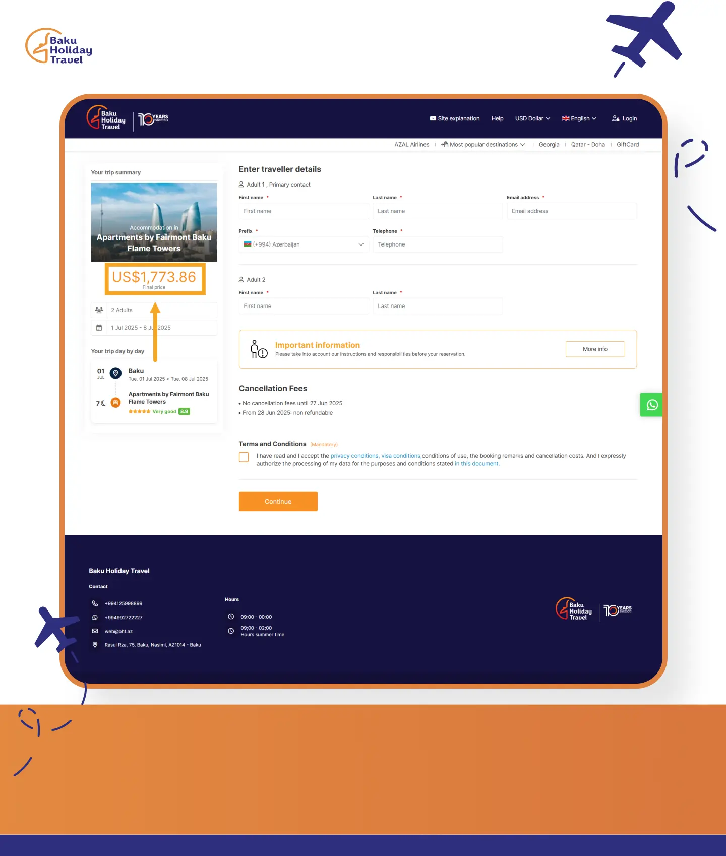Fairmont Baku Flame Towers Deluxe King Room City View final price for one week on bht.az is VAT included.
