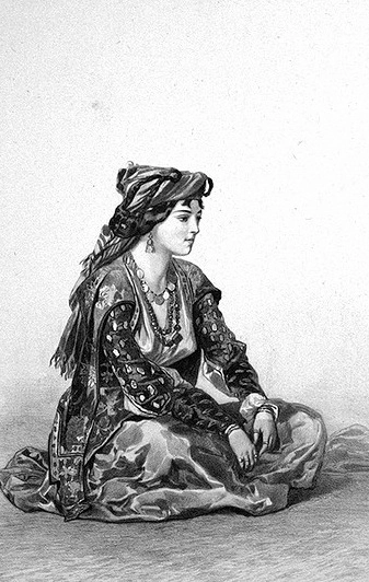 Woman in Baku dressed according to the fashion of her time