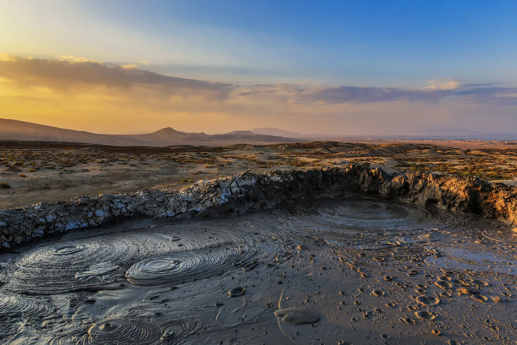 The vast and moonlike landscape of Gobustan Mud Volcanoes.