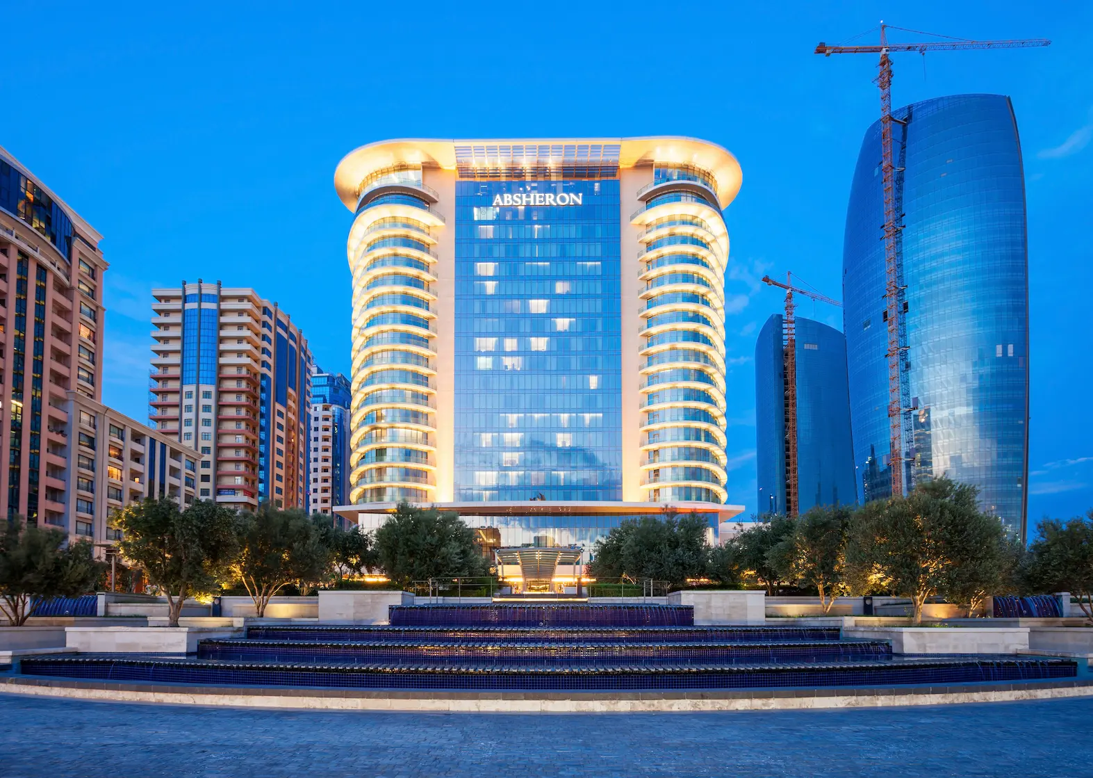 JW Marriott Absheron Baku at midnight.