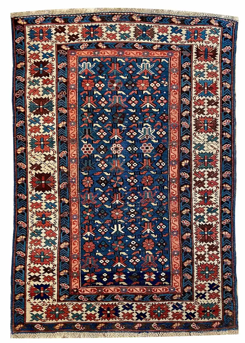 Khyrdagul Chichi Azeri rug consisting of small flowers that complement each other in both horizontal and vertical directions.