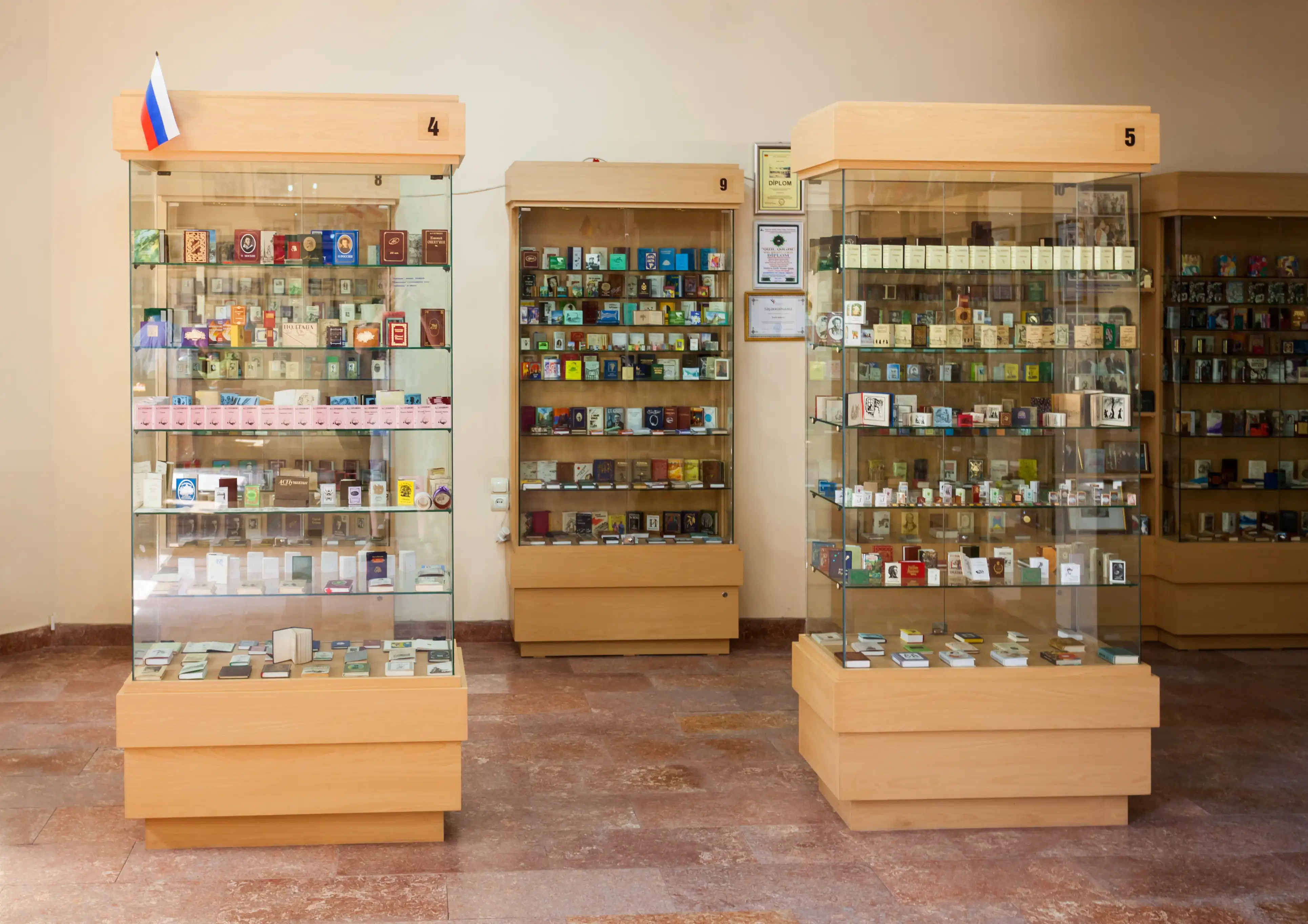 Inside view of the Museum of Miniature Books in Baku, Azerbaijan.