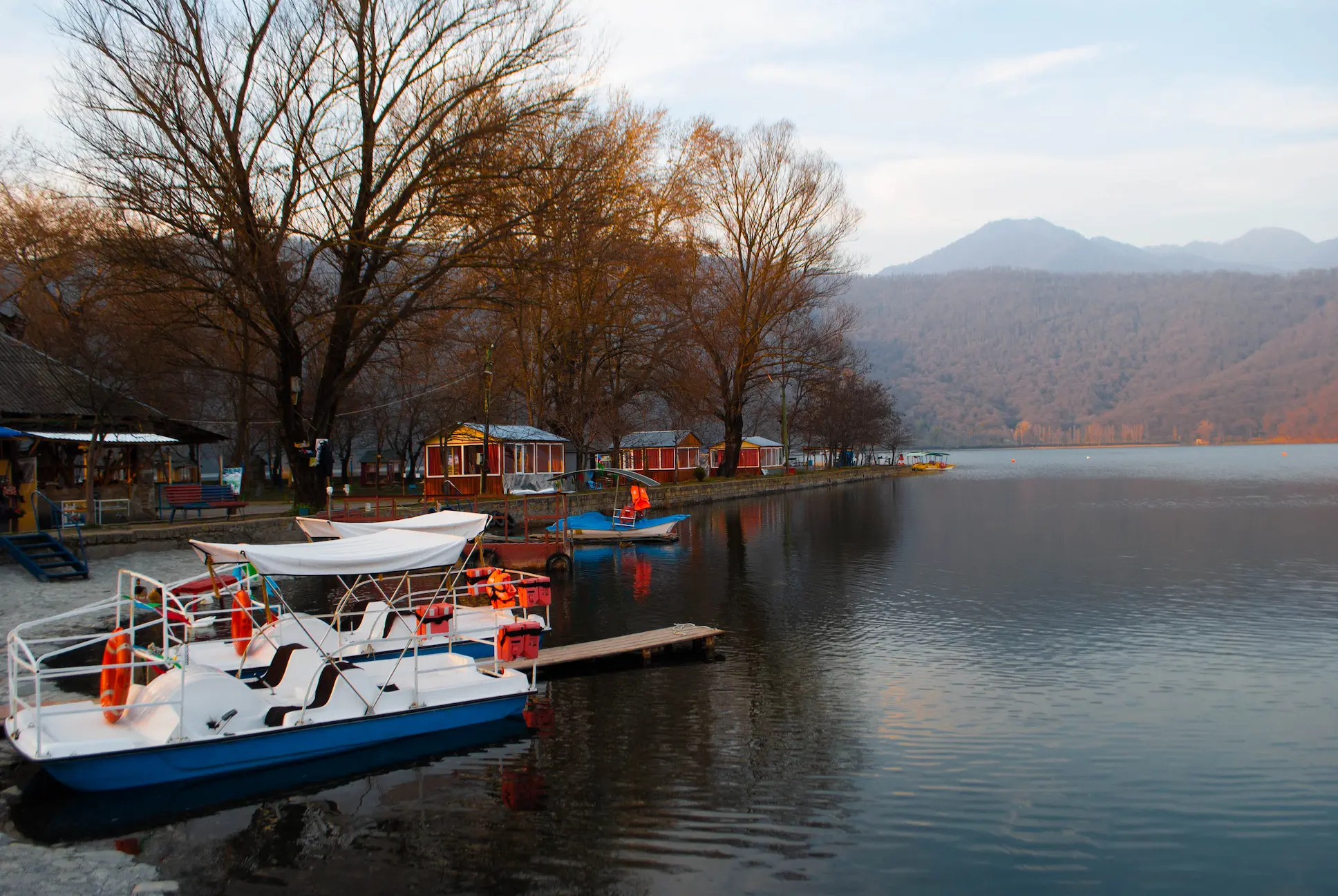 A couple of boats on the shore of Lake Nohur.